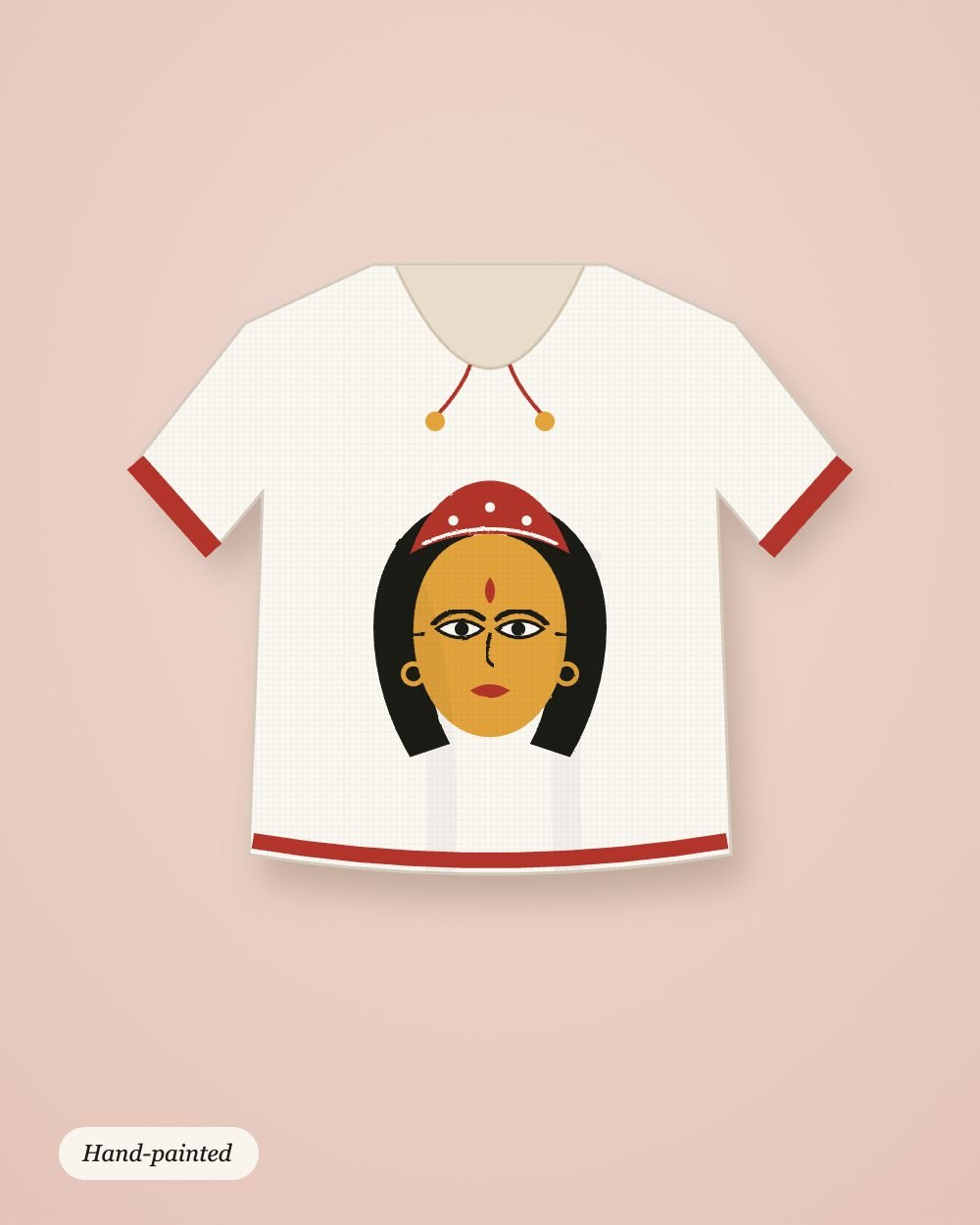 Hand-painted Durga on the back of a blouse